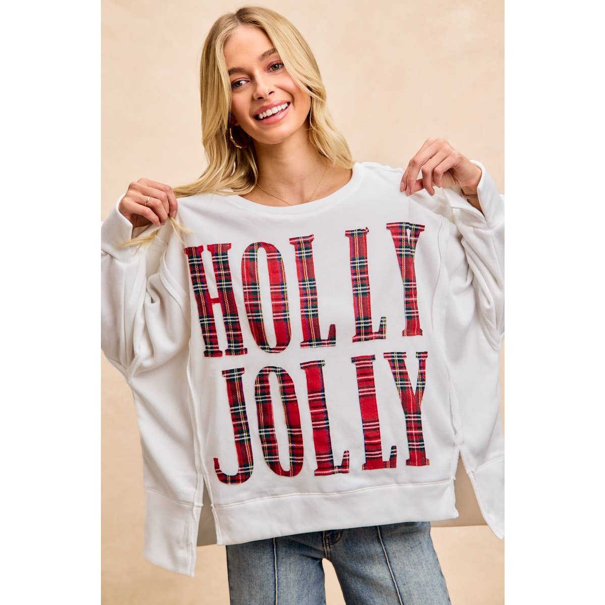 Christmas Plaid Holly Jolly  Sweatshirt