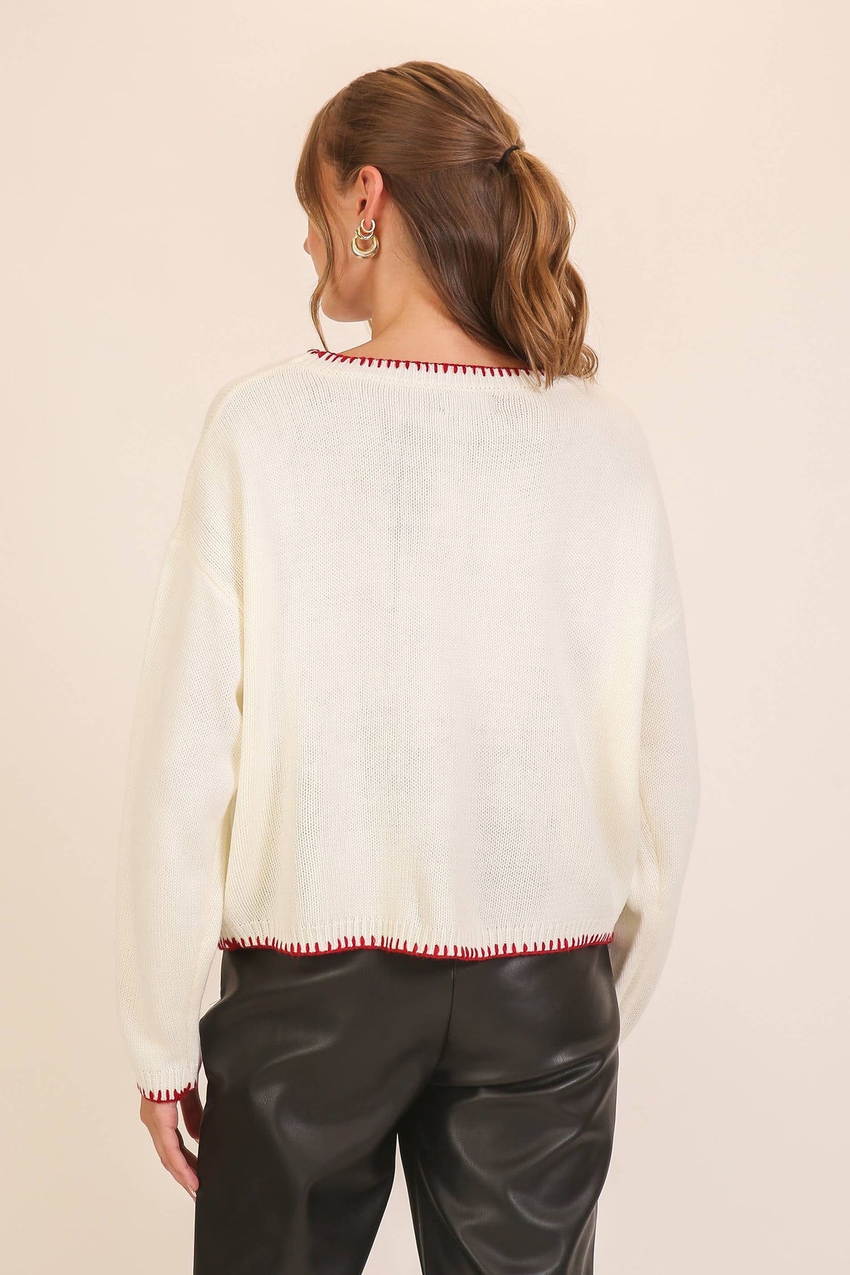 Merry Festive and Chic Holiday Sweater--Ivory