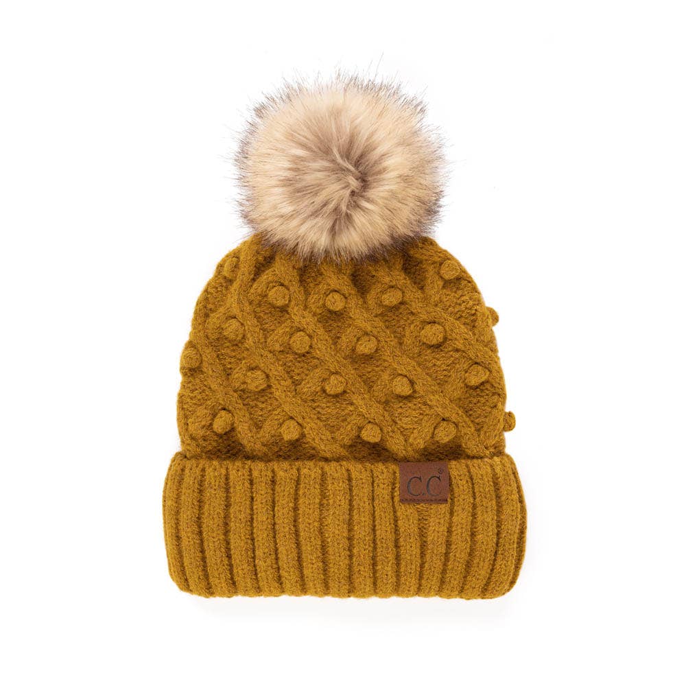 C.C Bobble Beanie Hat: Wine
