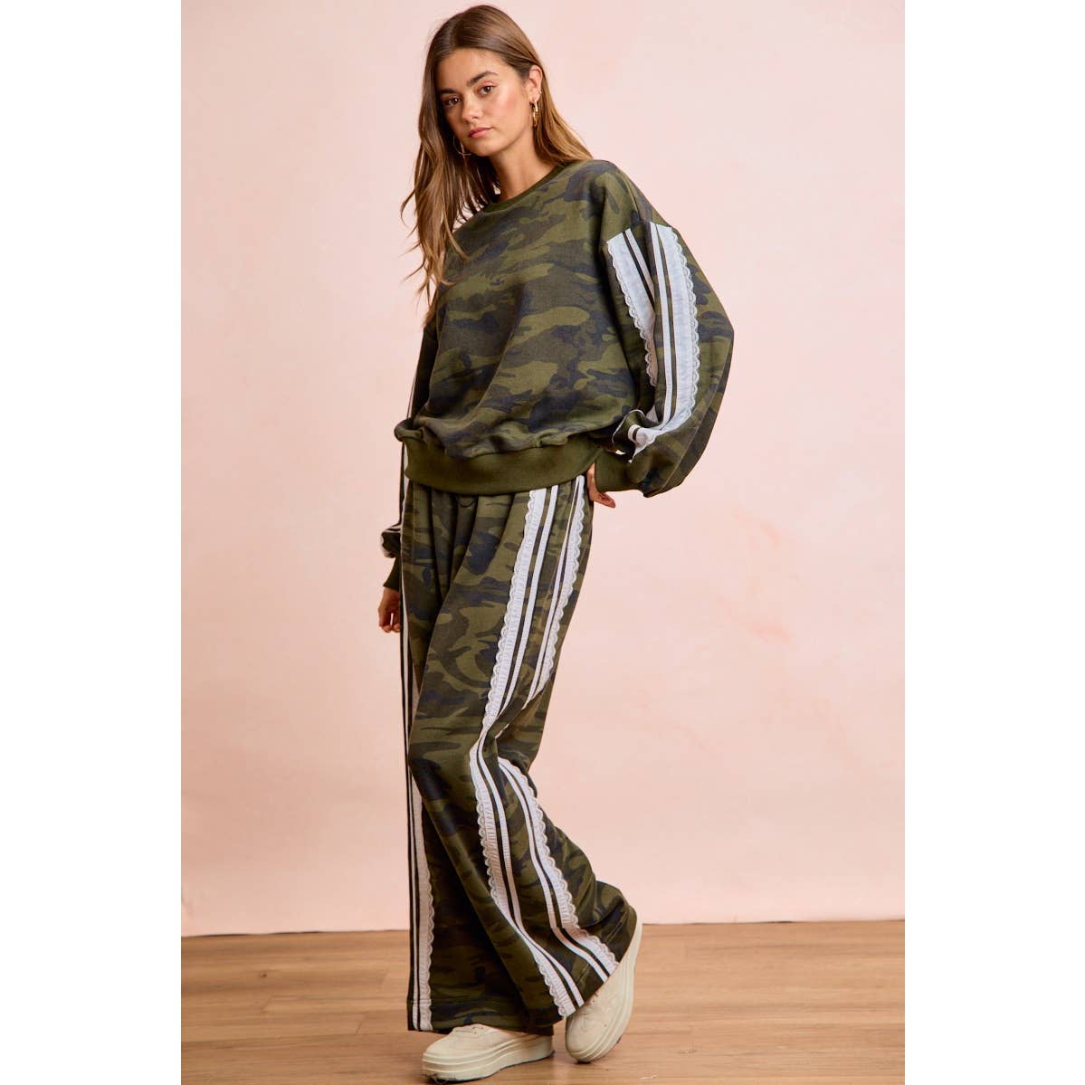 Camoflauge French Terry Lace Sweatshirt