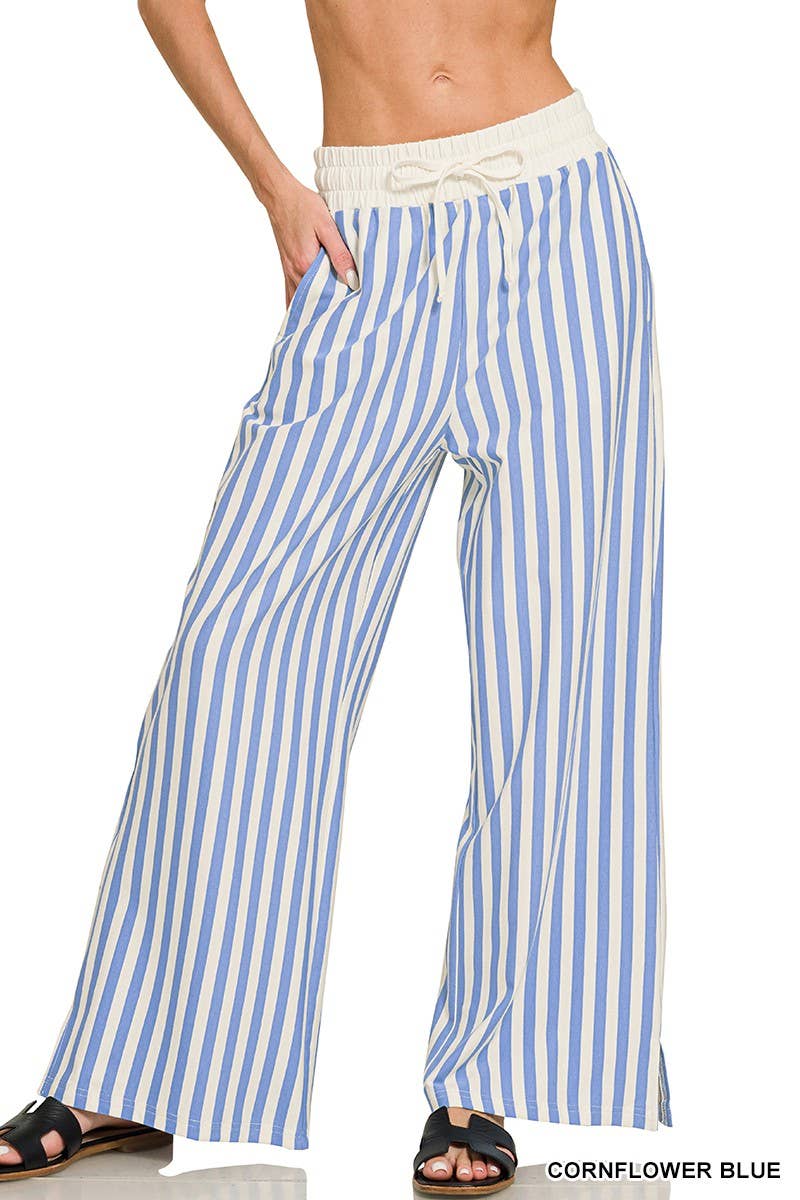 Vertical Striped Wide Leg Pants