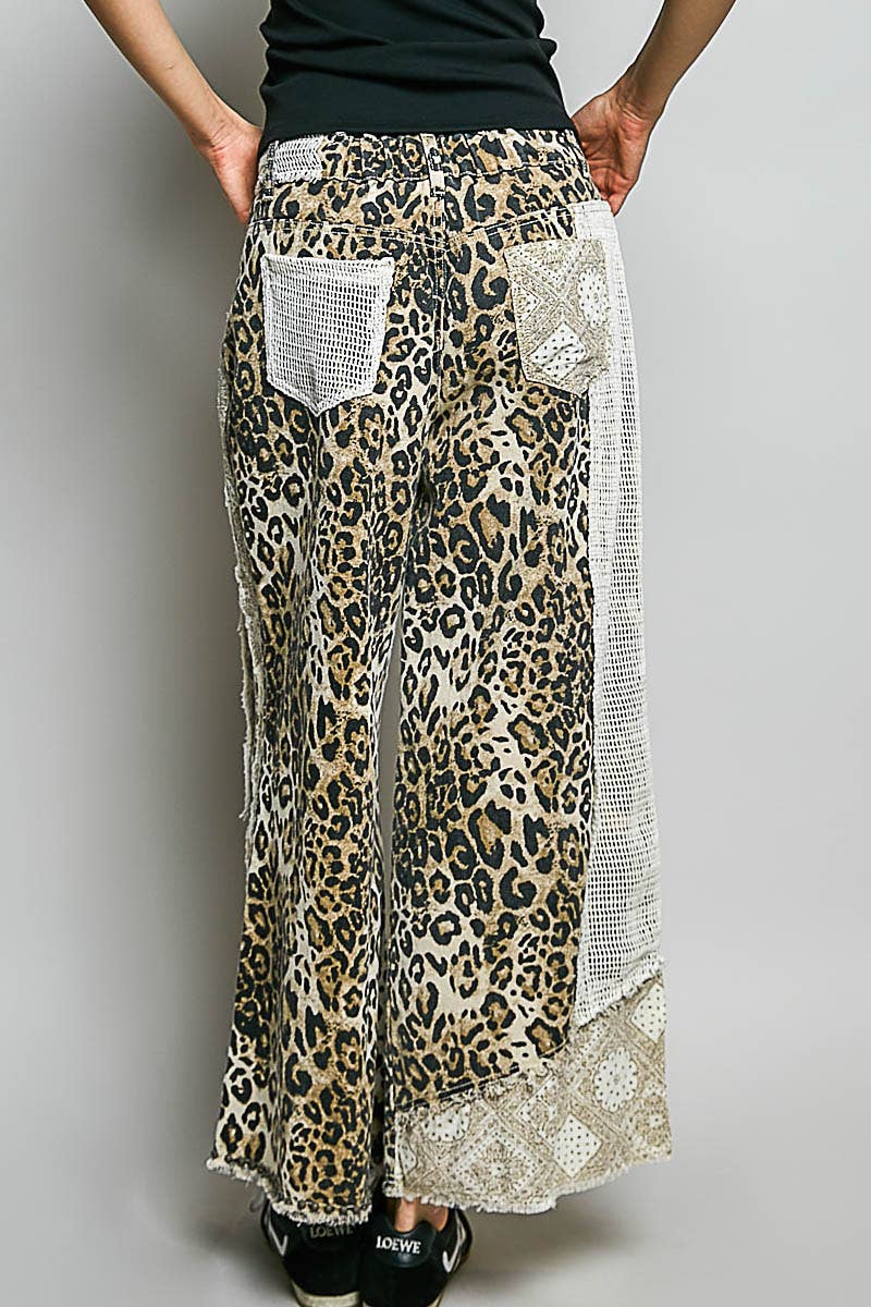 Stud Detail Woven Denim Pants