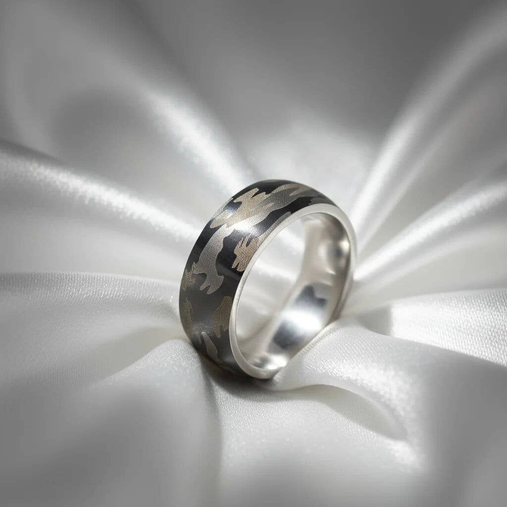 Stainless Steel Camouflage Blank Ring