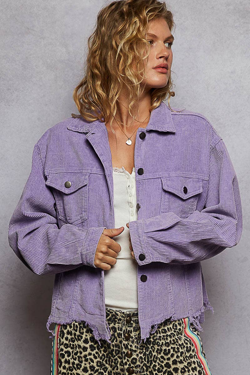 Pocket Front Button Down Corduroy Trucker Jacket