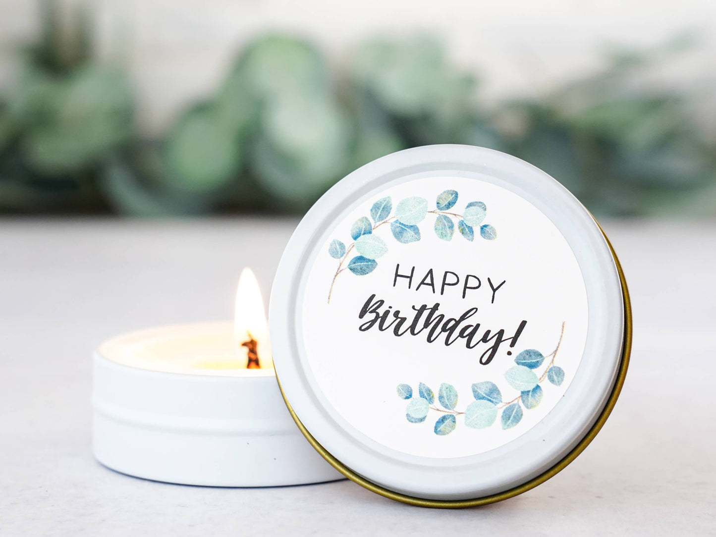Happy Birthday Gift - Small favor or gift: Candle and Lip Balm SET in drawstring bag / Lavender