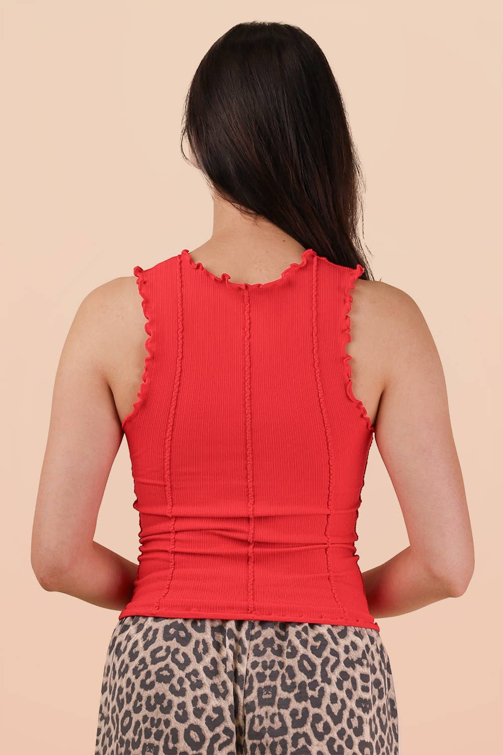 Lettuce Hem Casual Fitted Knit Tank Top