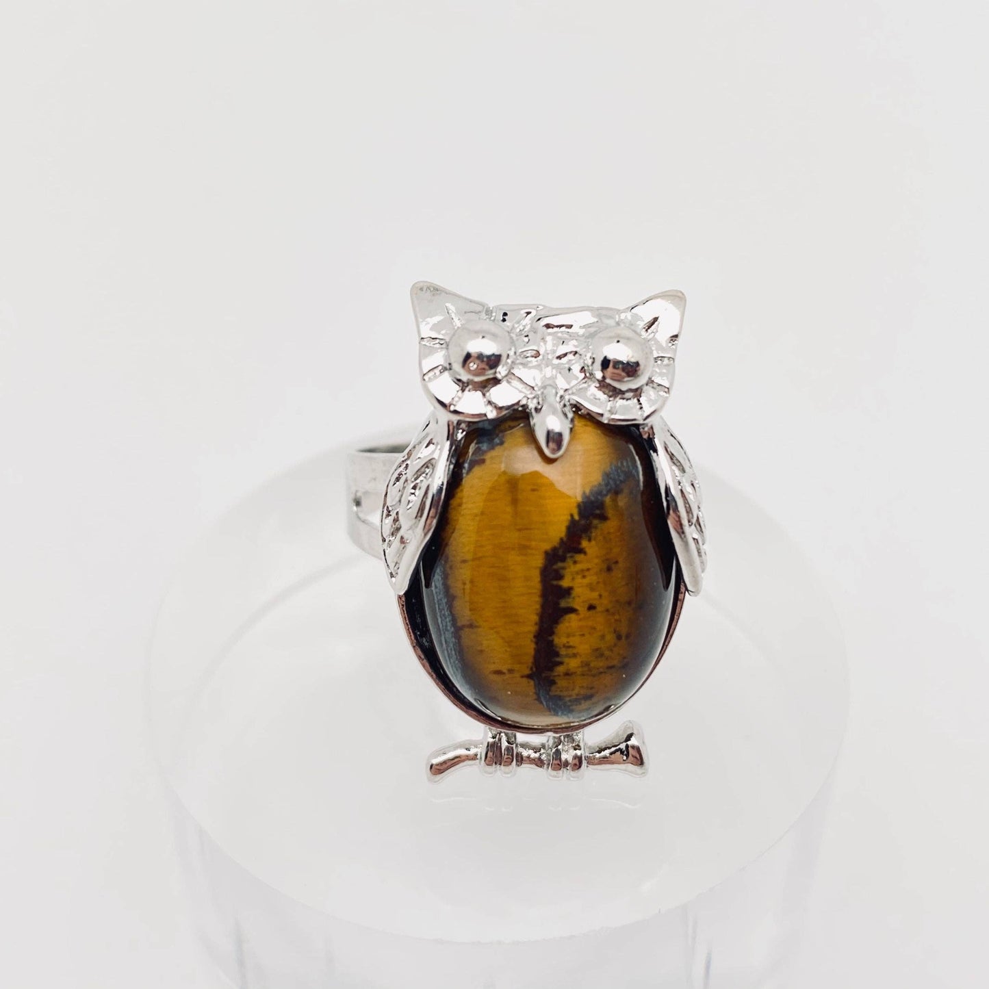 Natural Stone Owl Ring Opening Adjustable: Lapis lazuli / opening adjustable