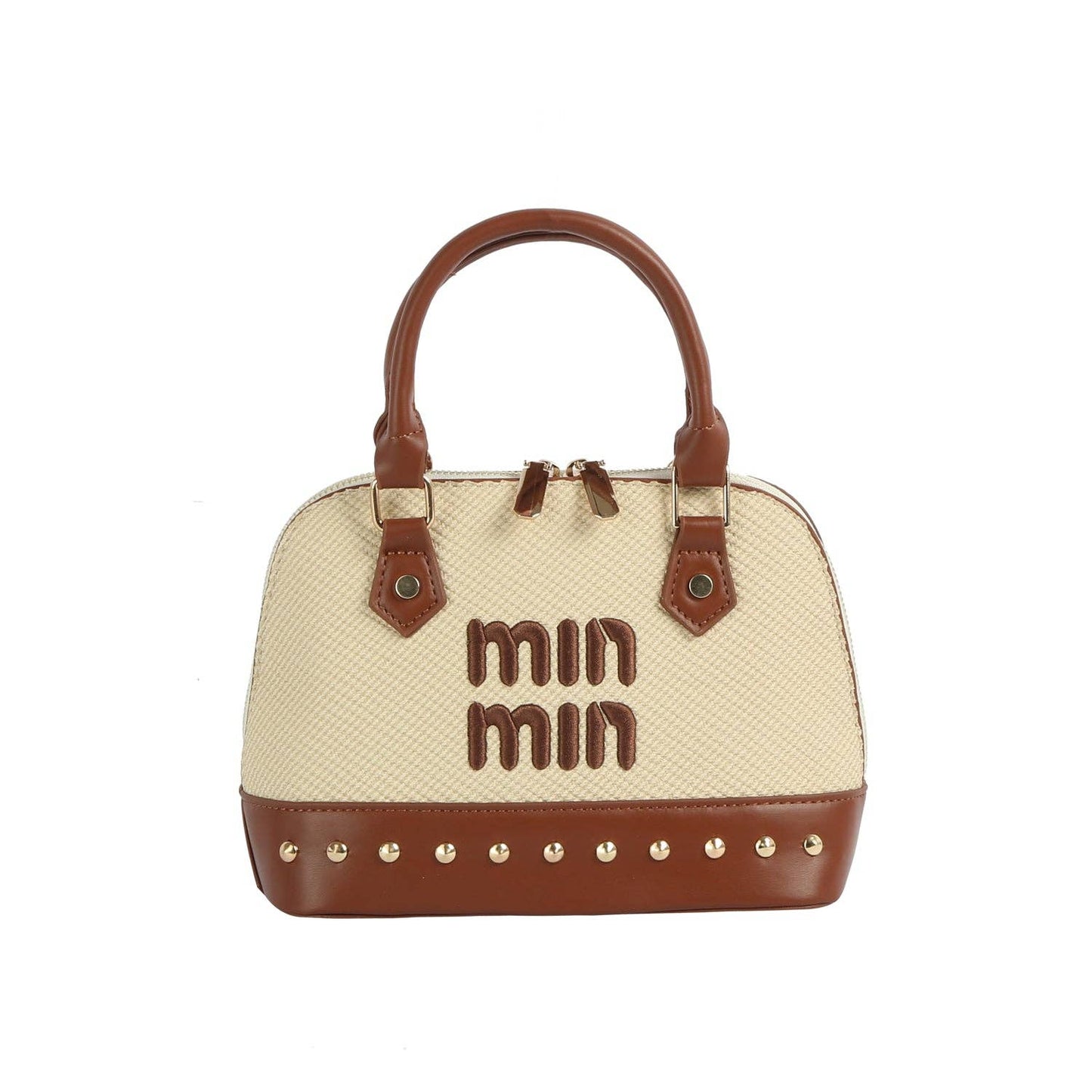 Stud Trim Dome Satchel: Tan