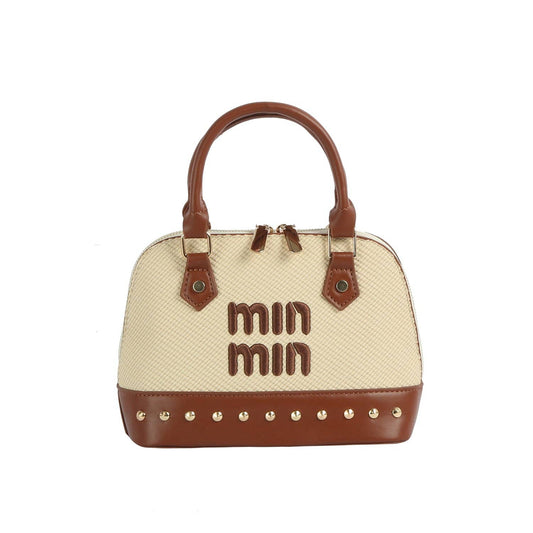 Stud Trim Dome Satchel: Tan
