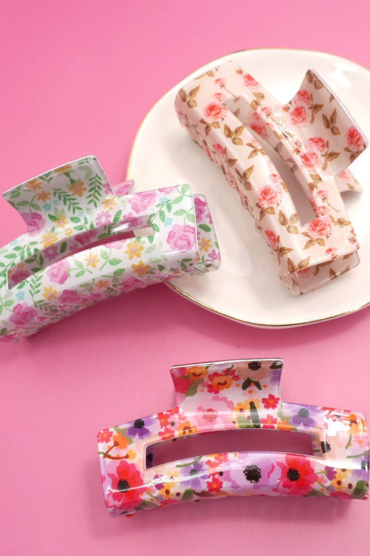 Floral Ditsy Vintage Hair Claw Clip