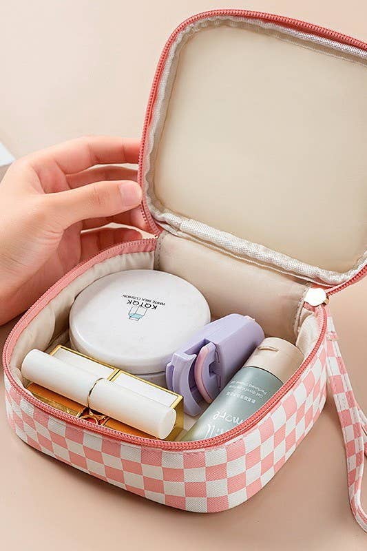 Travel Checkered gingham cosmetic pouch