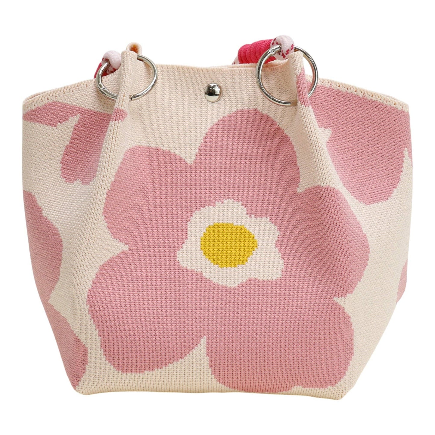 Flower Pattern Women's Knitted Bucket Bag