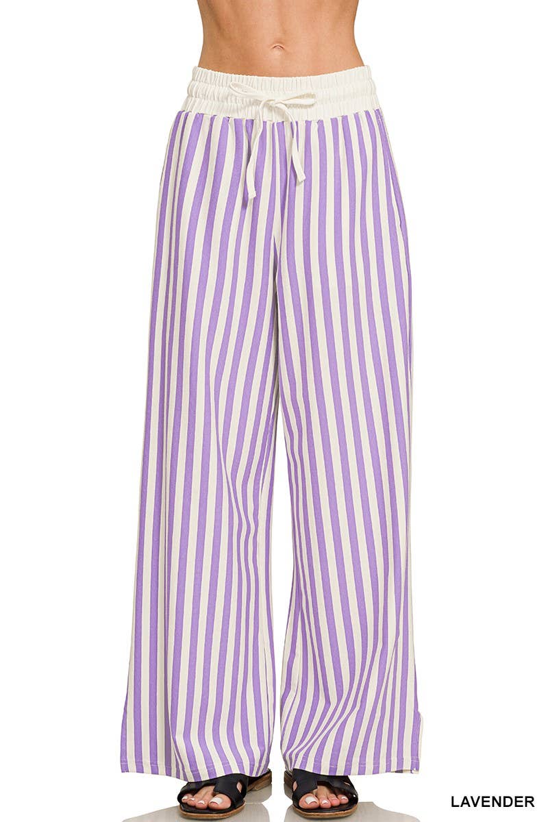 Vertical Striped Wide Leg Pants
