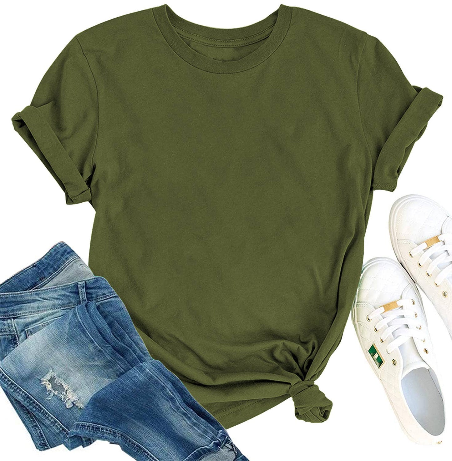 Loose Solid Color Short Sleever T-shirt