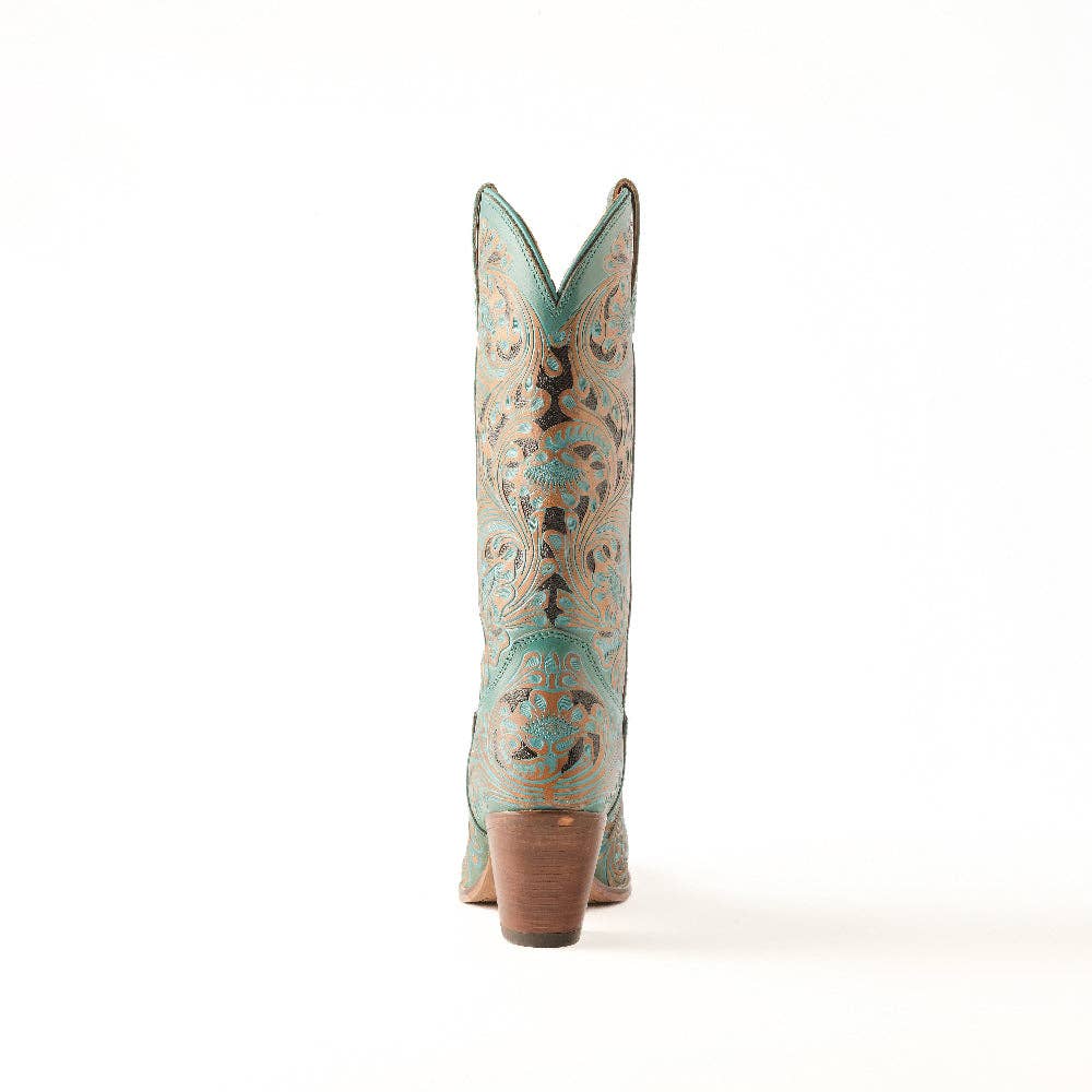 Kasiopeah Hand-tooled Boots in Turquoise: Turquoise / 9