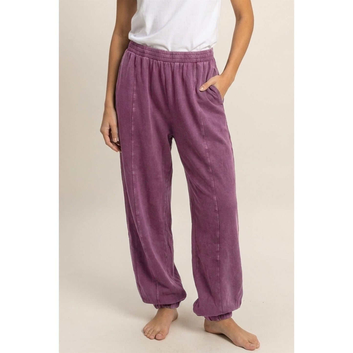 Mineral Wash Elastic Waist Jogger Pants