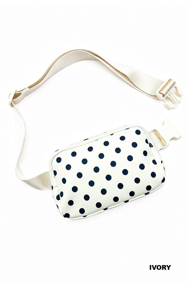 Polka Dot Everywhere Fanny Pack Bag: IVORY