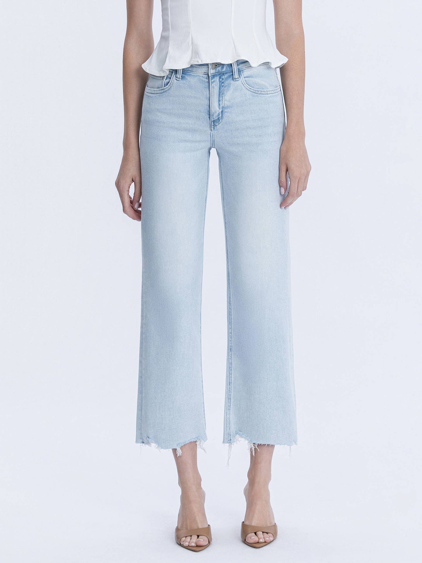 Vervet by Flying Monkey Meritorious High Rise Light Wash Slim Wide Capri Jeans