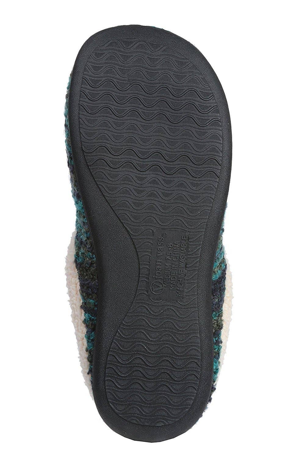 Women Lined Sweater Memory Slippers: Blue / 10.5-11.5