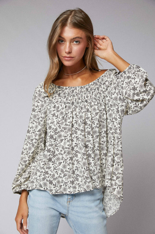 Ruffle Peasant Hi Low Top