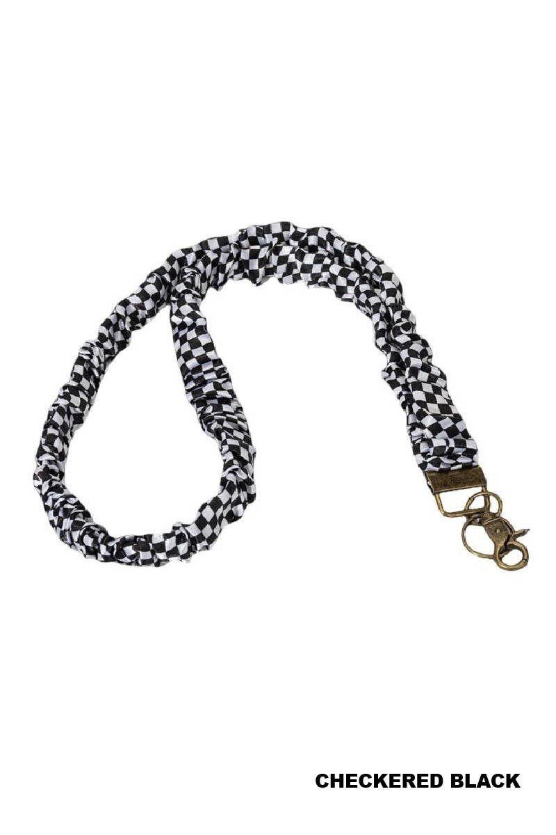 Trendy Scrunchie Lanyard: CHECKERED BLACK