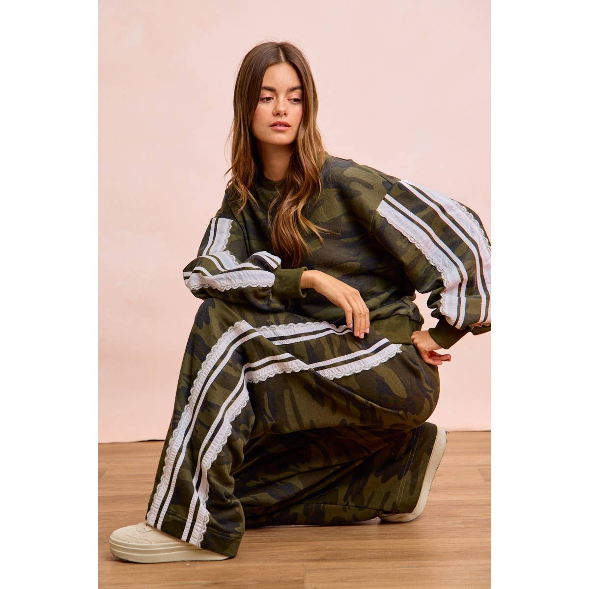 Camoflauge French Terry Lace Sweatshirt