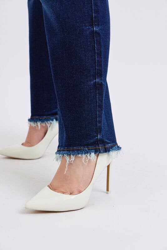 Judy Blue Mid Rise Straight Leg with Fray Hem - PLUS