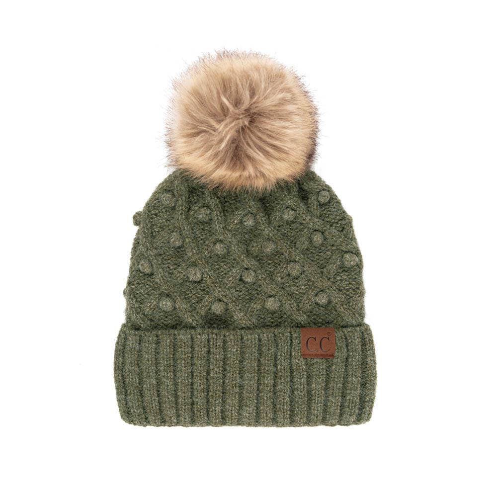 C.C Bobble Beanie Hat: Wine