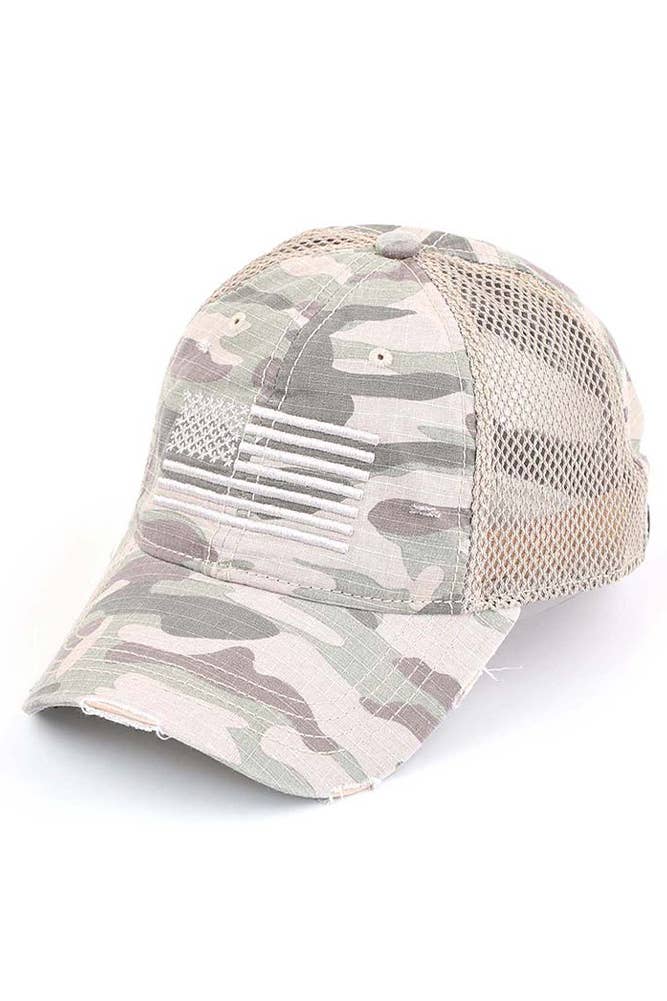 C.C American Flag Embroidery Camo Baseball Hat