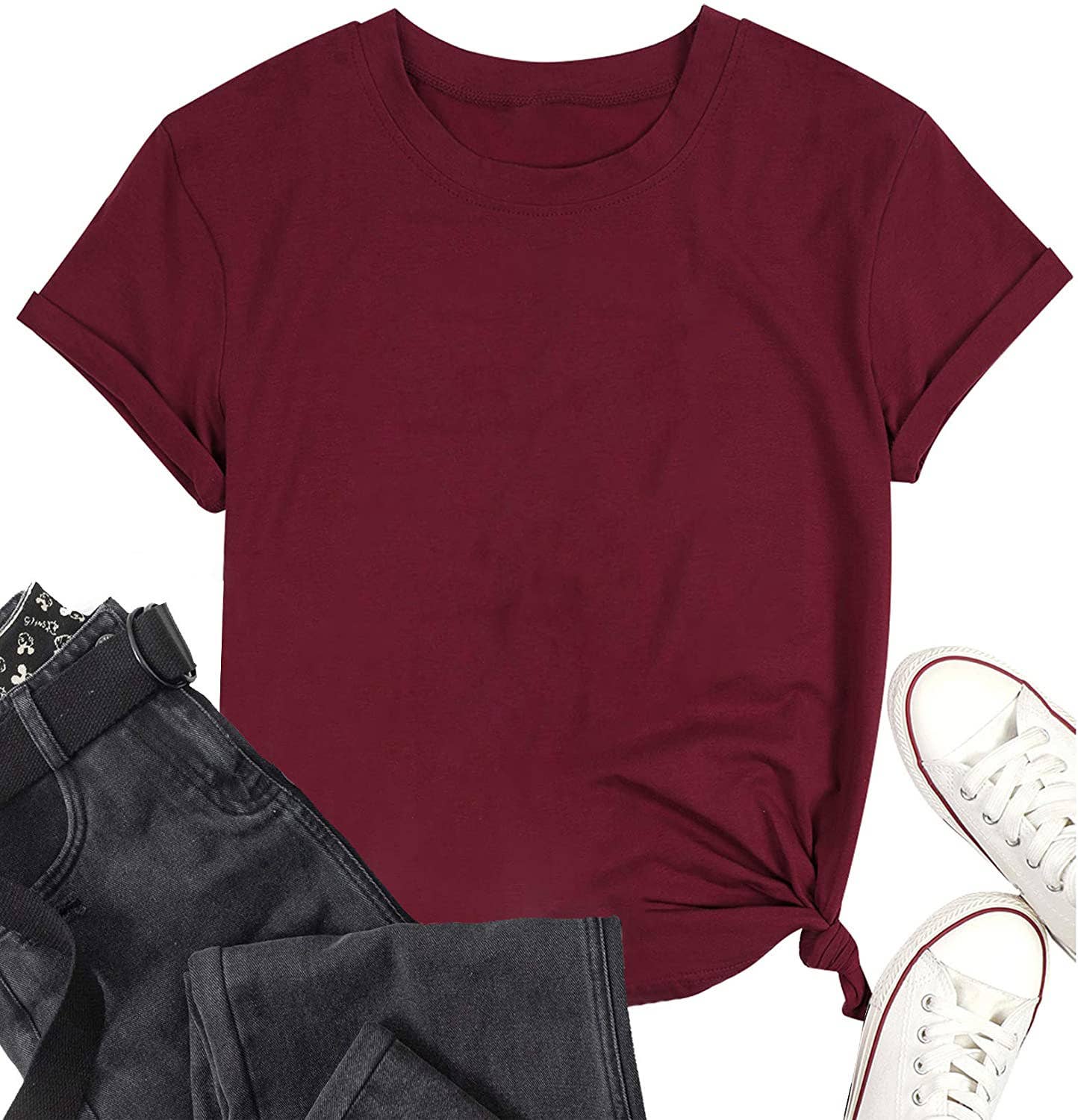 Loose Solid Color Short Sleever T-shirt
