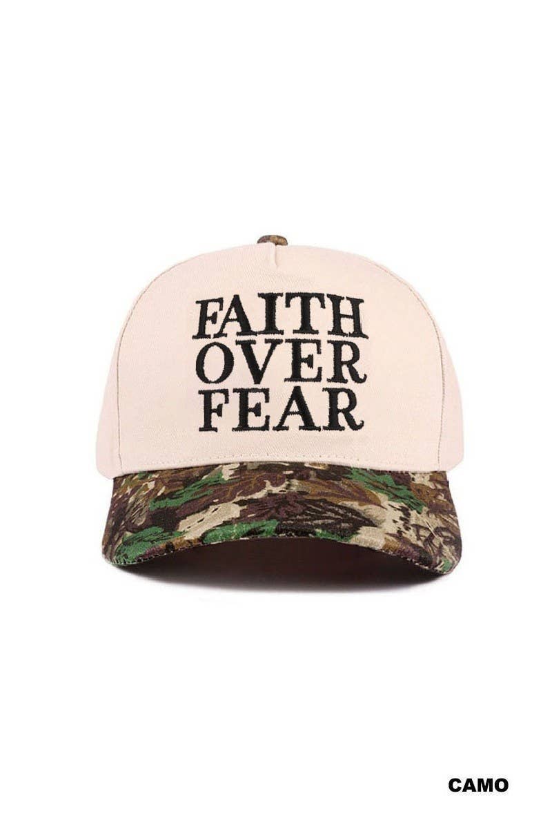 Faith Over Fear Two Tone Cotton Hat: RAISIN