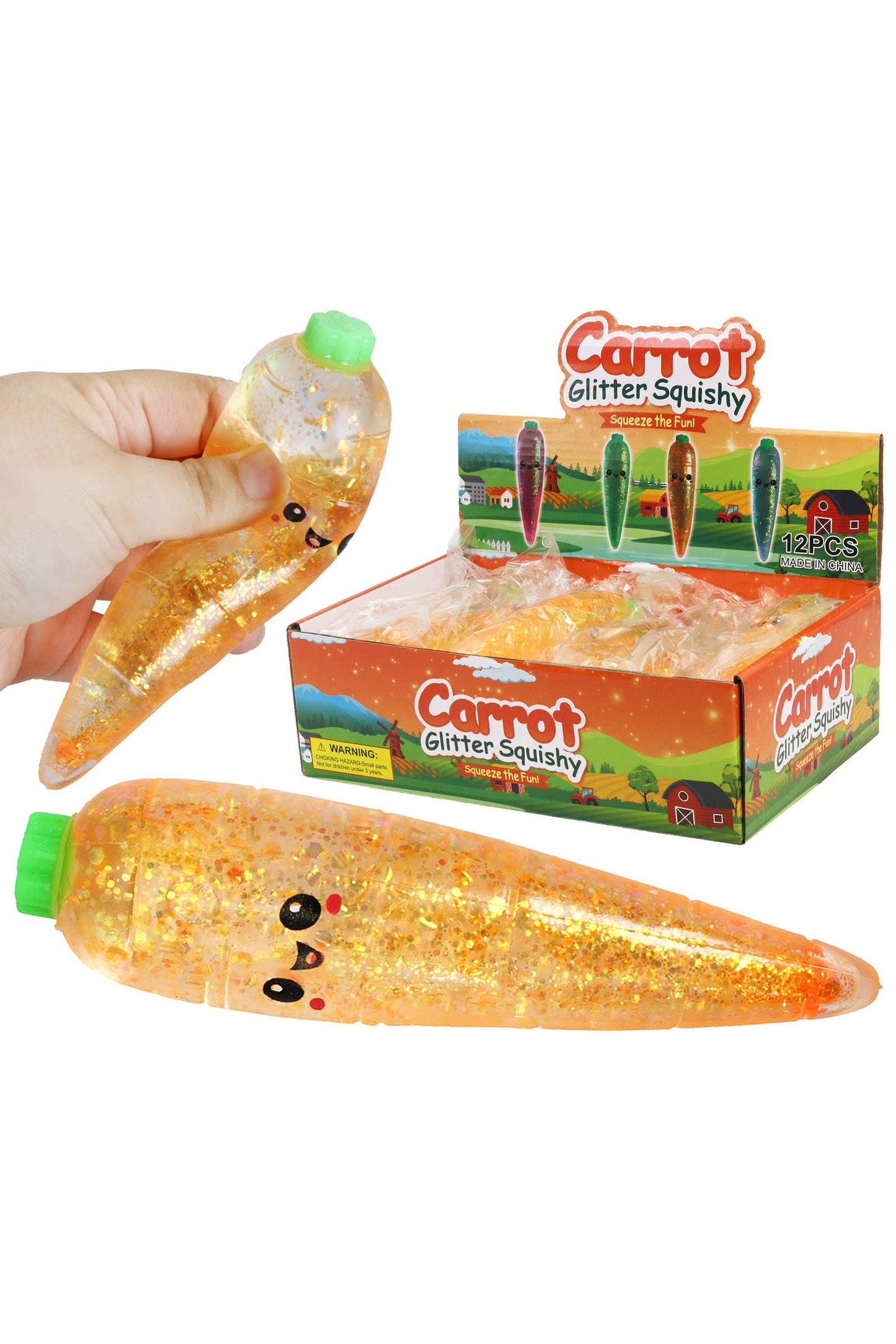 Cute Happy Carrot Glittery Maltose Putty Filled Squishy Toy