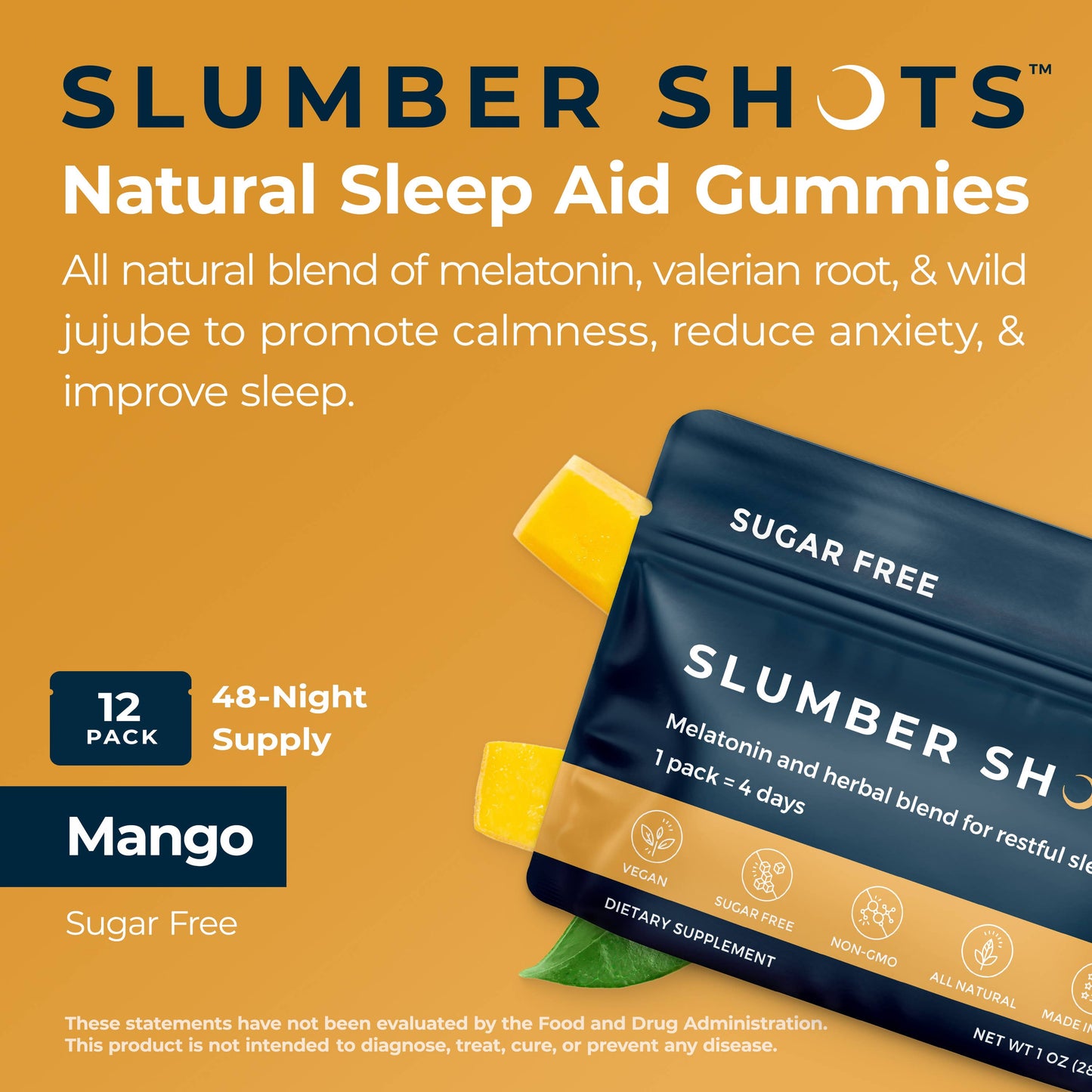 Slumber Shots Sleep Aid SUGAR FREE One Packet (4 days supply)