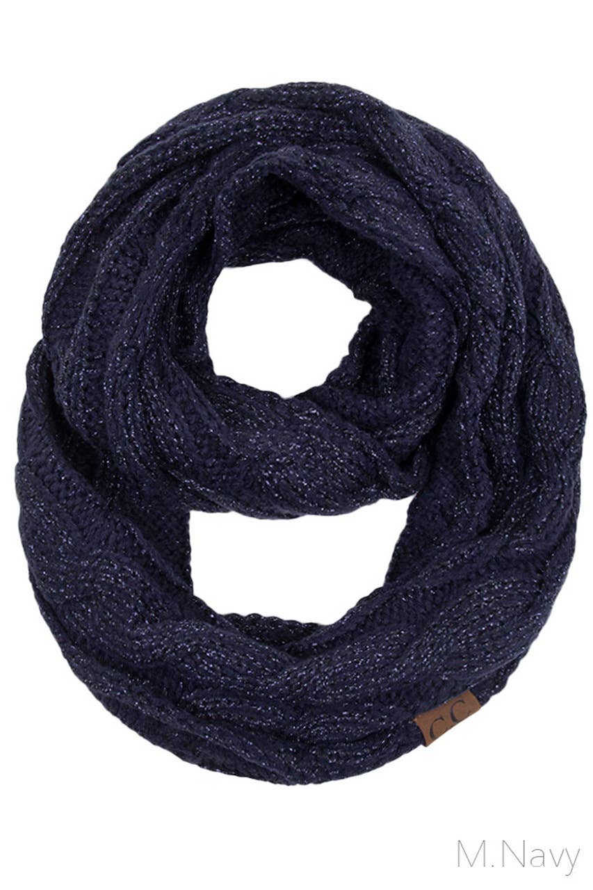 C.C Knitted Metallic Scarf: Teal/Teal