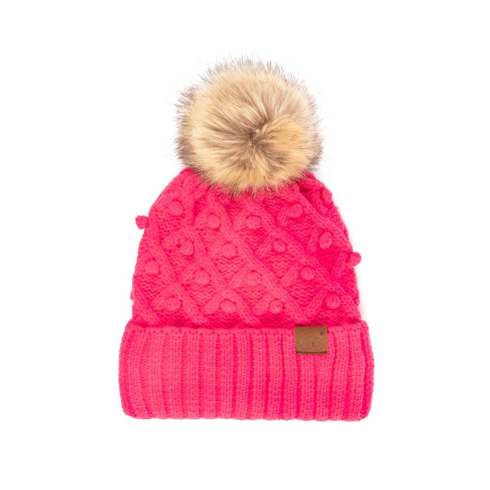 C.C Bobble Beanie Hat: Wine