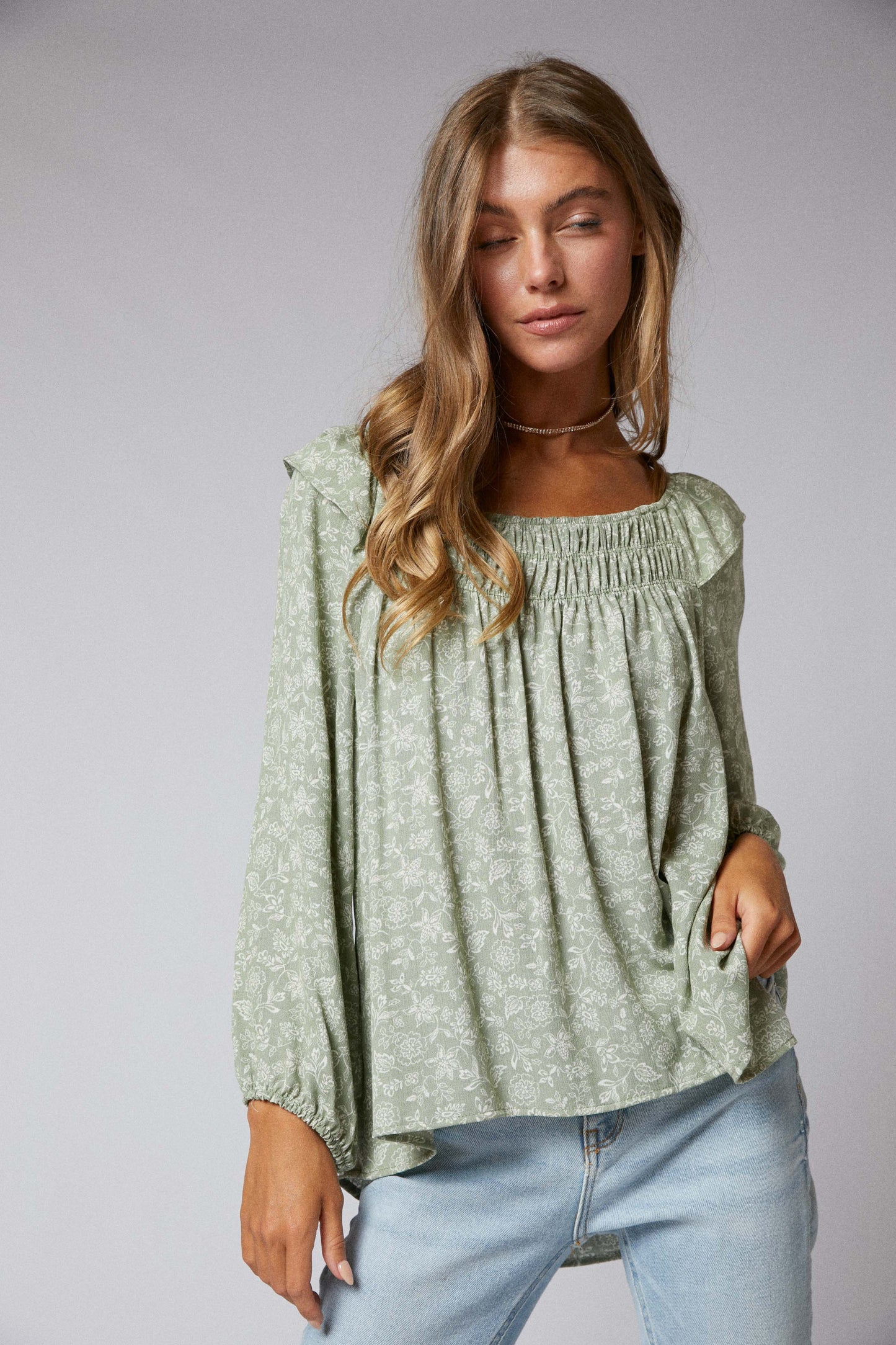 Ruffle Peasant Hi Low Top