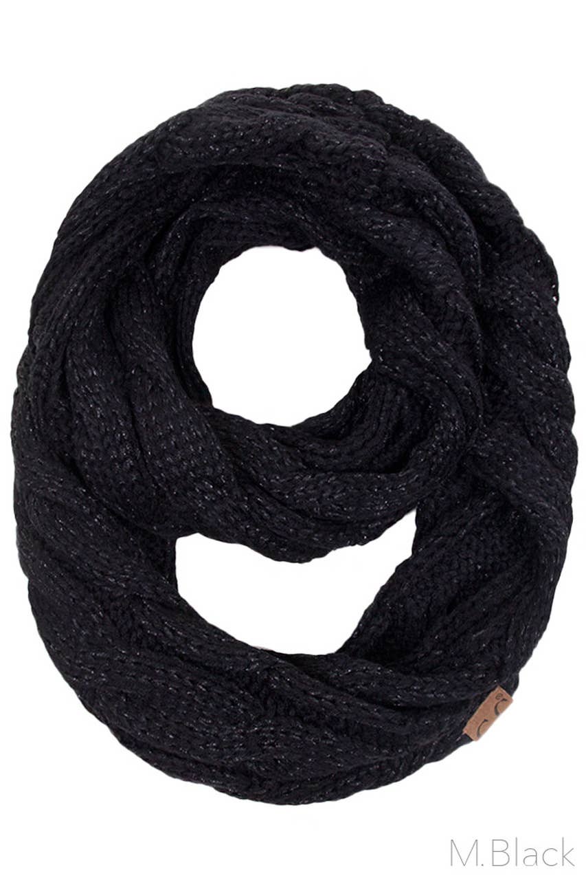 C.C Knitted Metallic Scarf: Teal/Teal