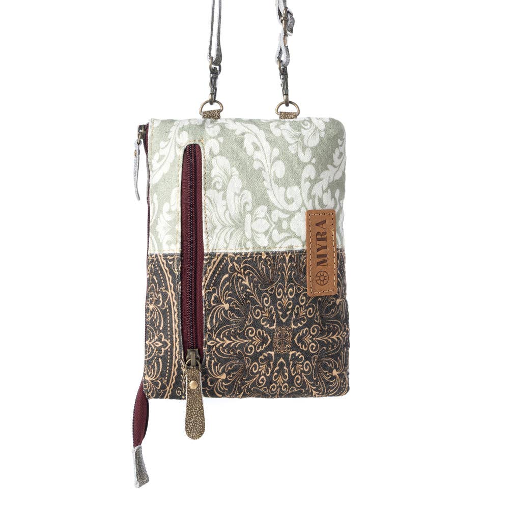 Wild Baroque Phone Crossbody in black with leather detail