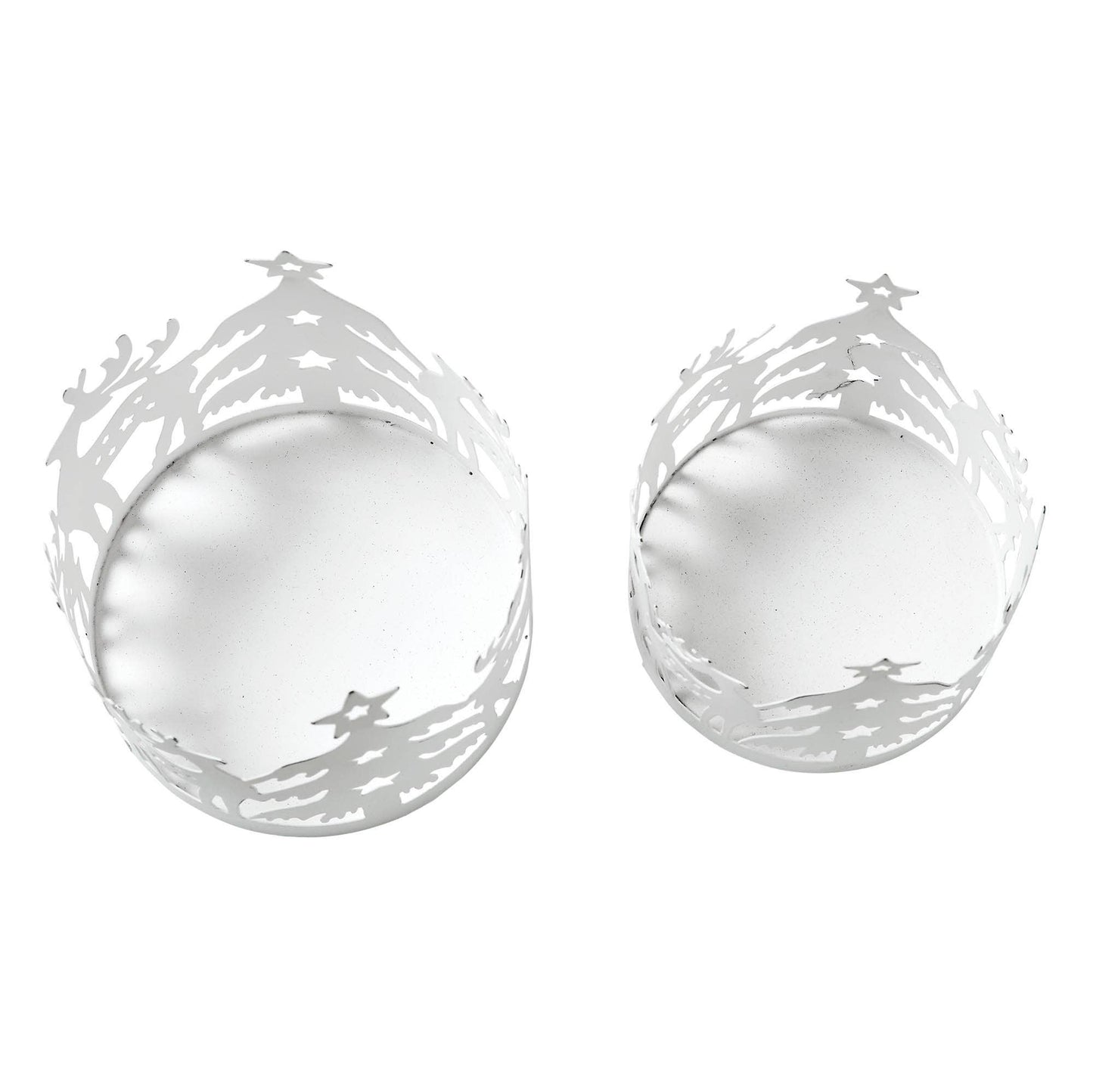 Votive Candle Holder Reindeer Antique White Set of 2
