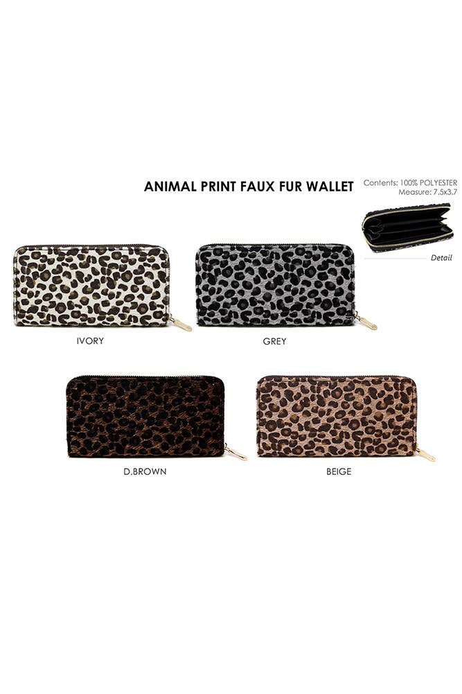 Hana - Leopard Animal Print Wallet: Gray