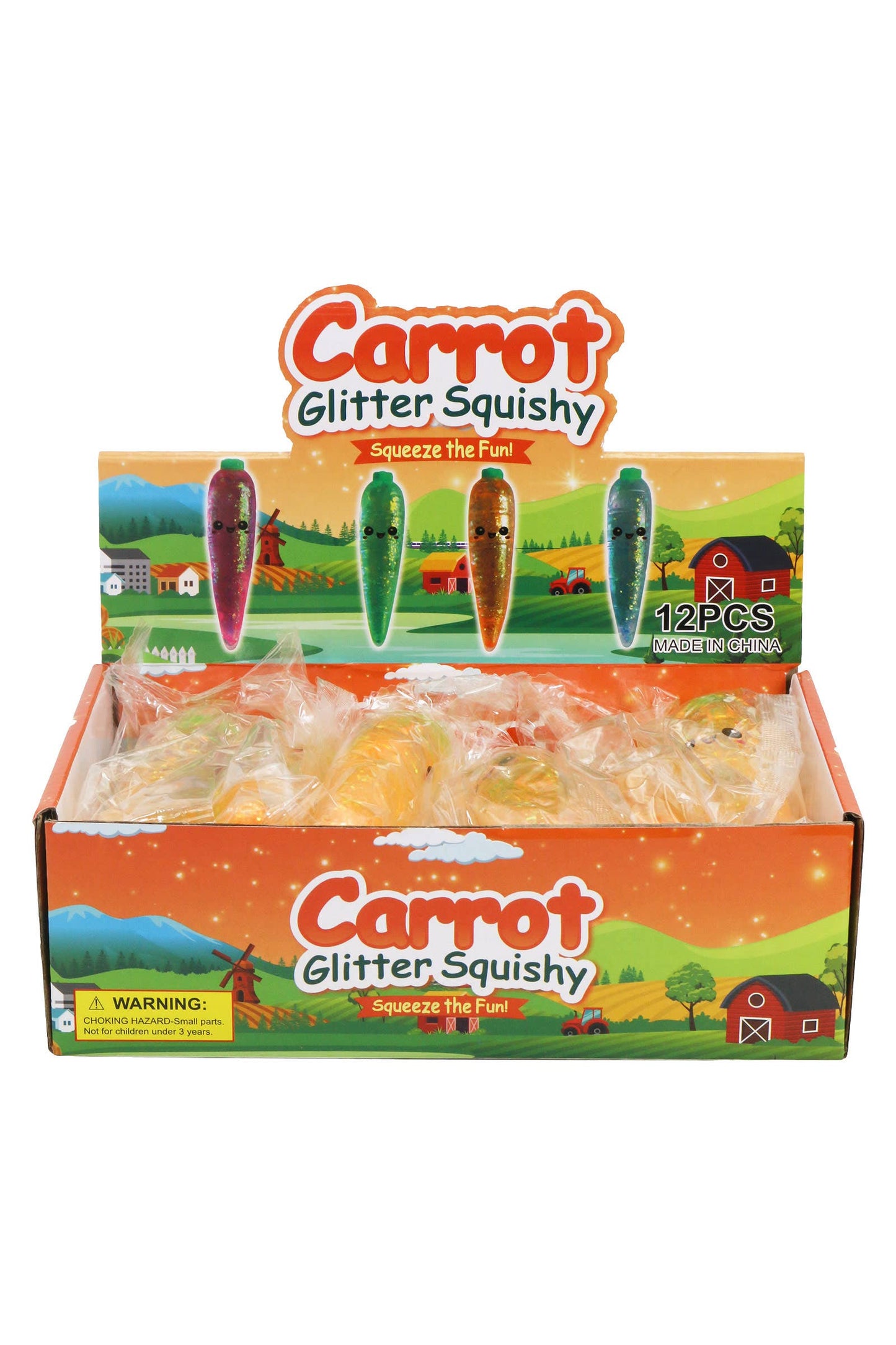 Cute Happy Carrot Glittery Maltose Putty Filled Squishy Toy