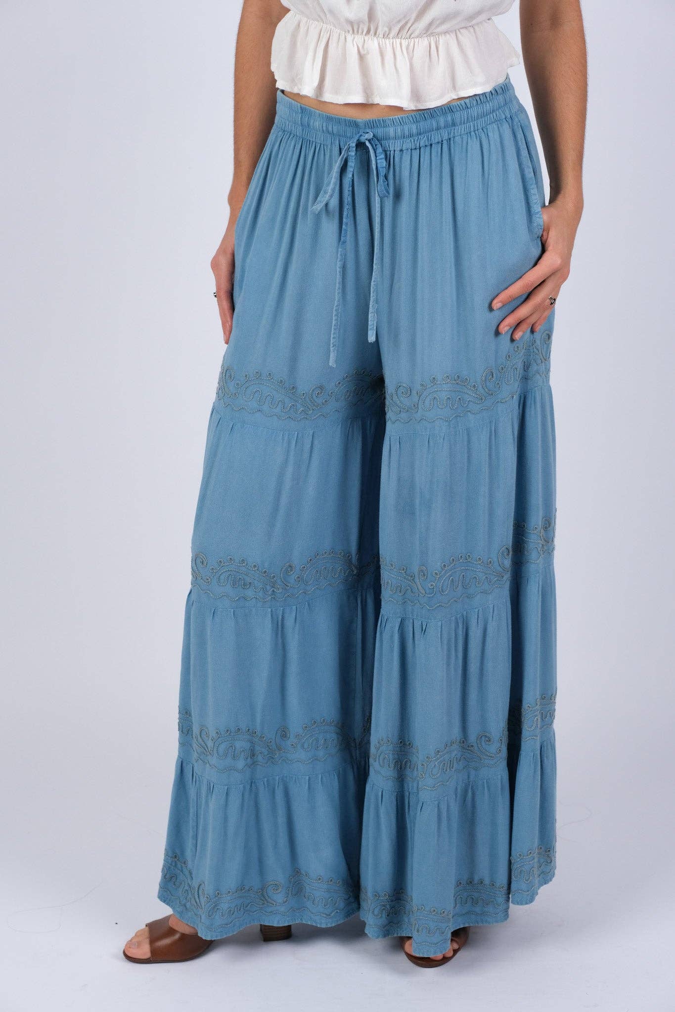 Embroidered Artisan Blue Pants