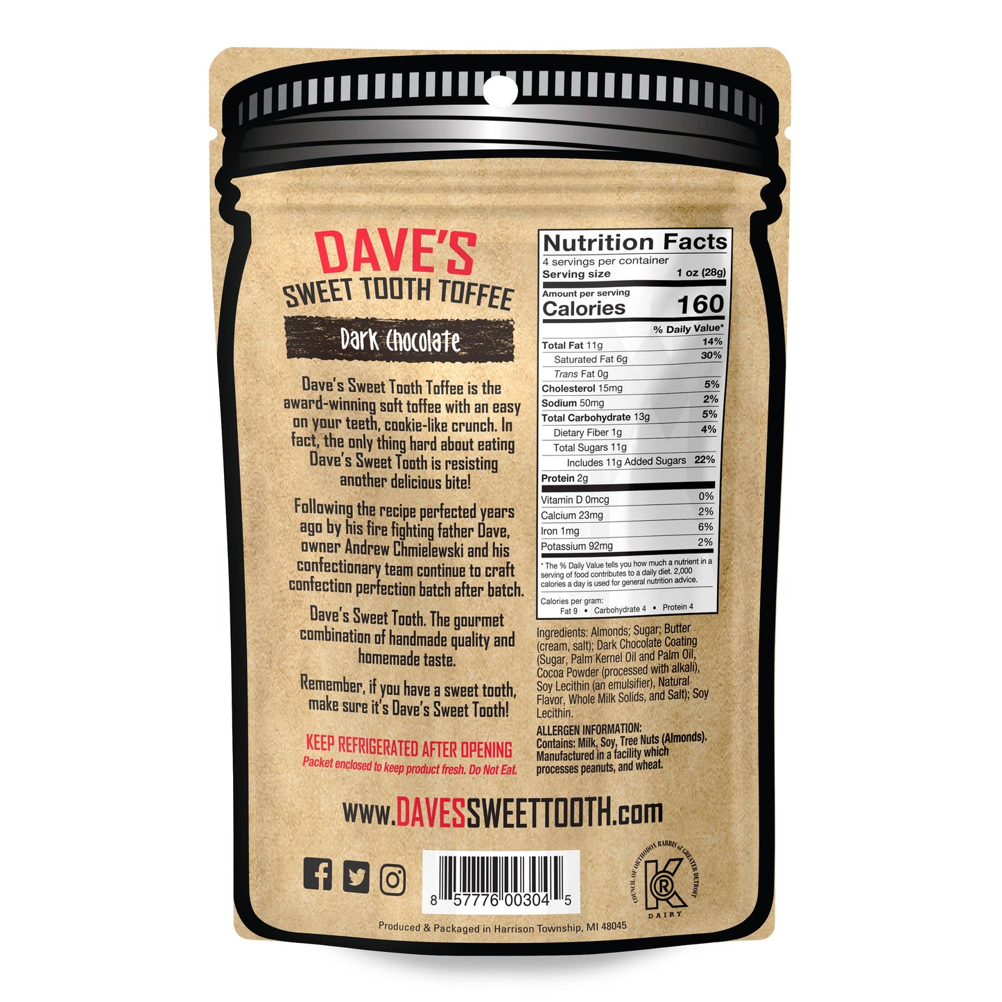 Dark Chocolate Toffee Pouch