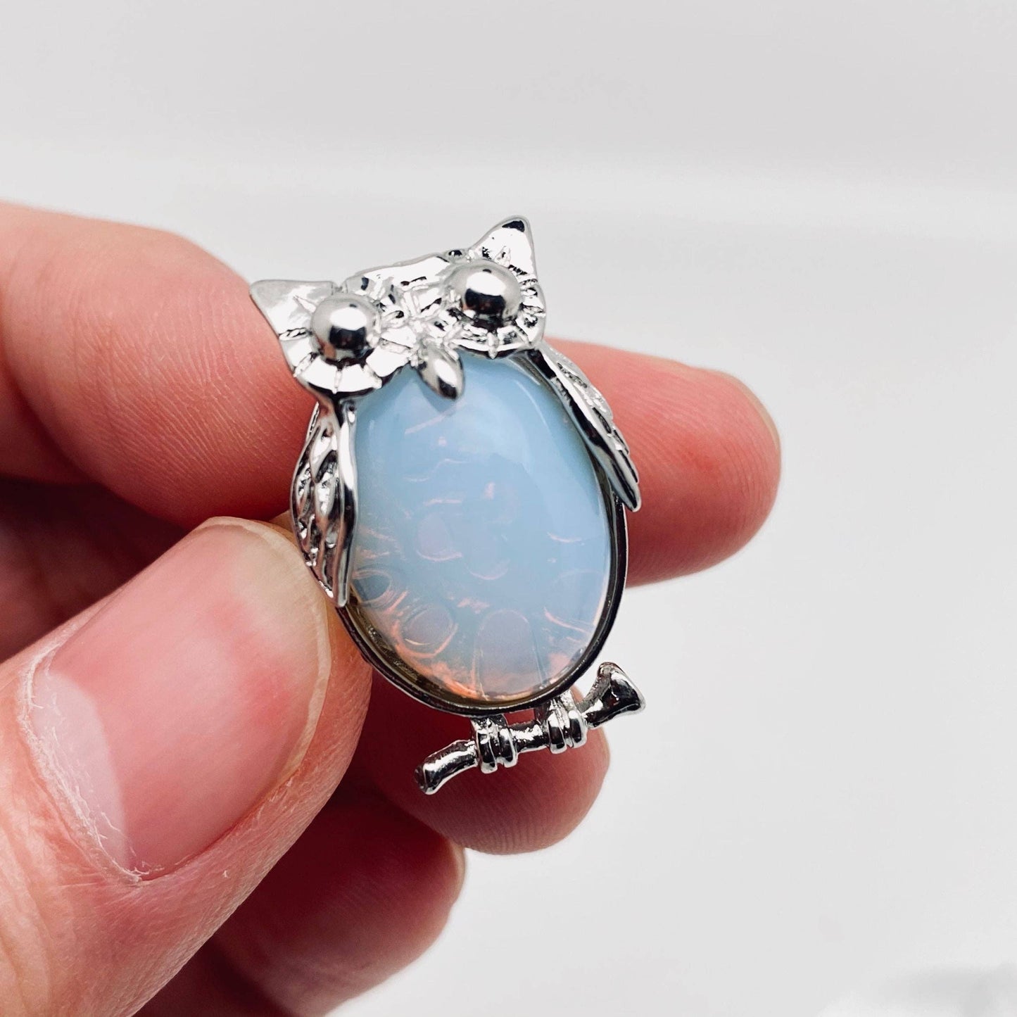 Natural Stone Owl Ring Opening Adjustable: Lapis lazuli / opening adjustable