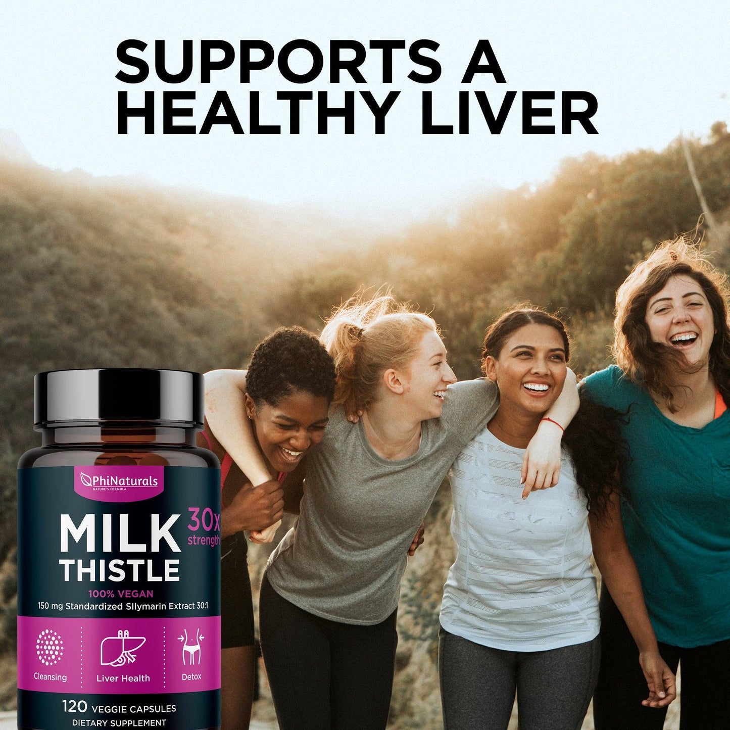 Phi Naturals - Milk Thistle Silymarin 30x Extract Supplement: 1-Pack