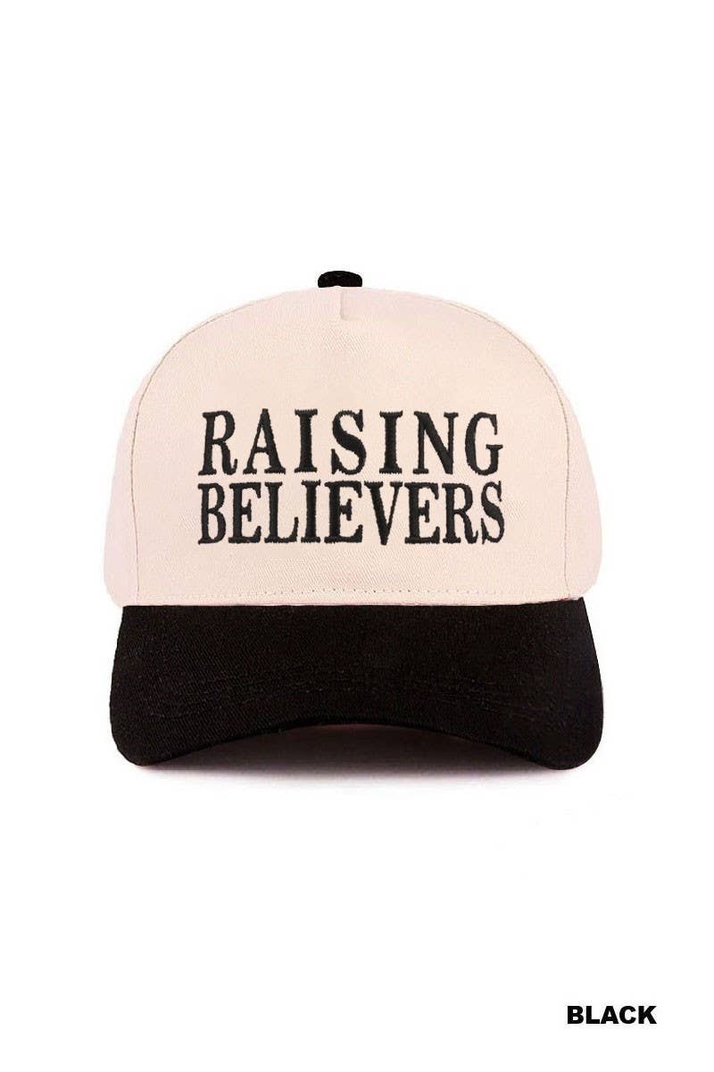 Raising Believers Two Tone Cotton Hat: BLACK