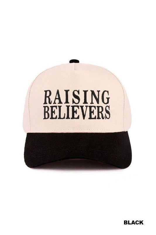 Raising Believers Two Tone Cotton Hat: BLACK