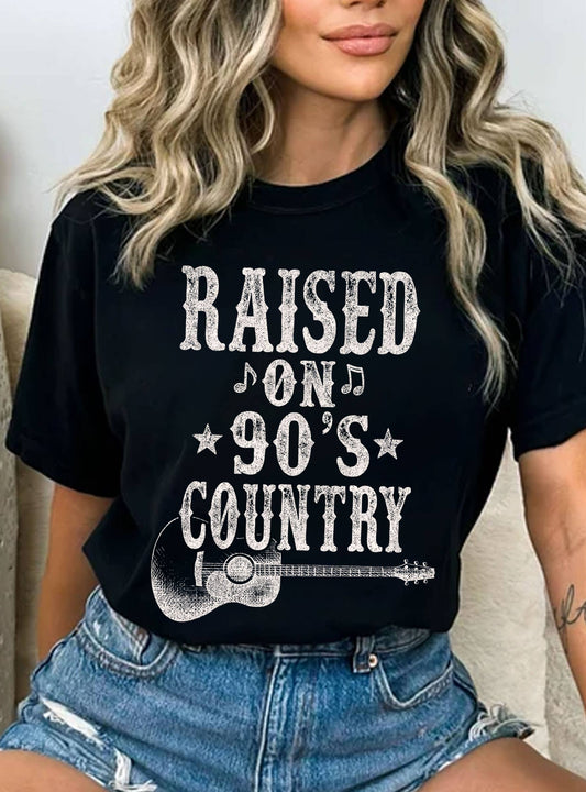 RAISED ON 90'S COUNTRY MUSIC GRAPHIC TSHIRT