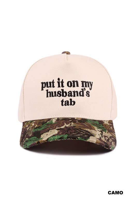 Put It On My Husband's Tab Two-tone Canvas Cotton Cap: LEOPARD