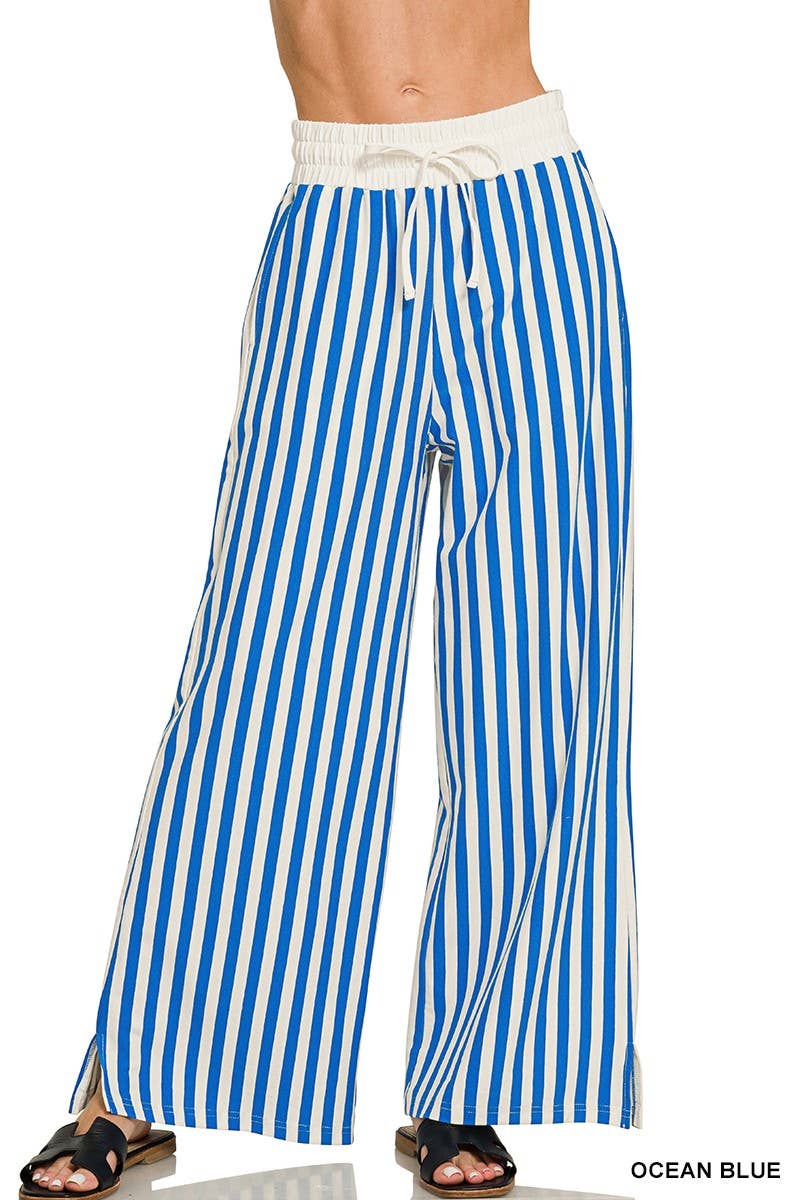 Vertical Striped Wide Leg Pants